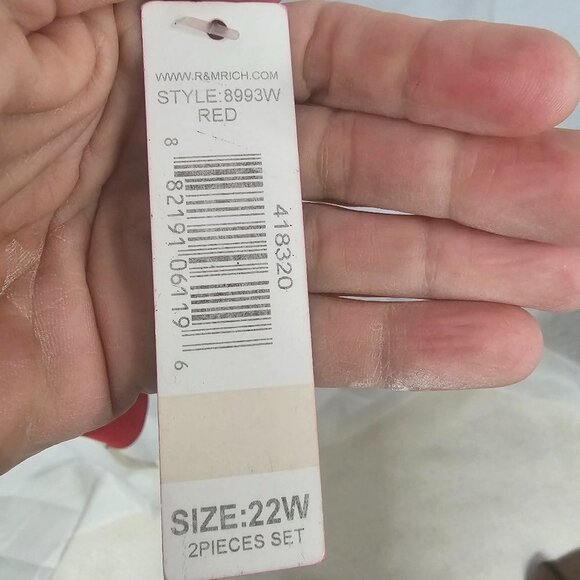 NWT R&M Richards Red Glittery Sheer Formal Romantic Mature Dress and Jacket 22W - Picture 13 of 16